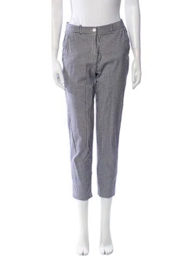 Pre-owned Michael Kors Plaid Print Straight Leg Pants In Blue