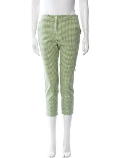 Pre-owned Michael Kors Plaid Print Straight Leg Pants In Green