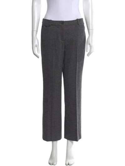 Pre-owned Michael Kors Plaid Print Straight Leg Pants In Grey