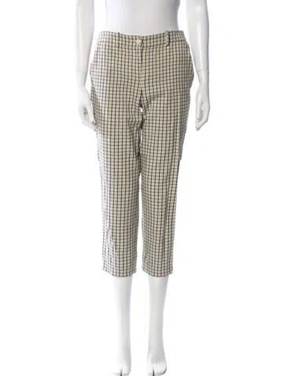 Pre-owned Michael Kors Plaid Print Straight Leg Pants In Neutral