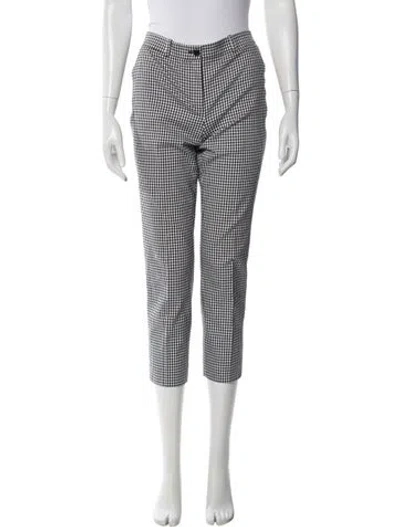 Pre-owned Michael Kors Plaid Print Straight Leg Pants In White