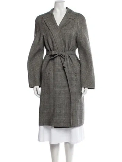 Pre-owned Michael Kors Plaid Print Trench Coat In Black