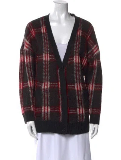 Pre-owned Michael Kors Plaid Print V-neck Sweater In Multi