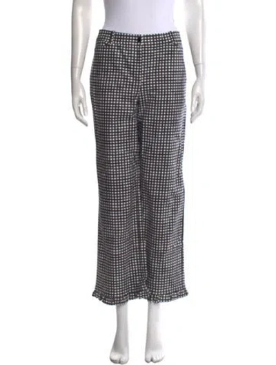 Pre-owned Michael Kors Plaid Print Wide Leg Pants In Black