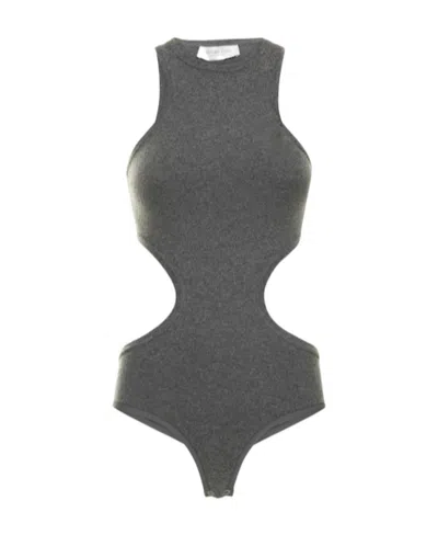 Michael Kors Plain Jersey Hollowed-out Jumpsuit In Gray