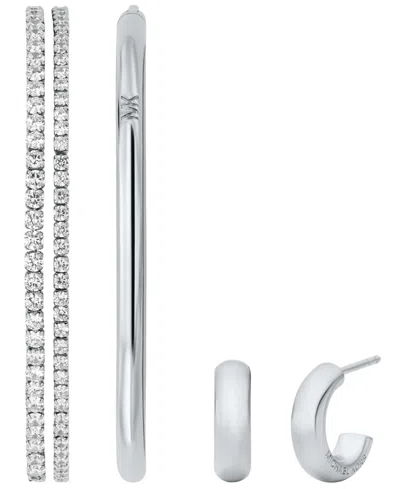 Michael Kors Platinum-plated Brass Bracelet And Earrings Set In Silver