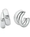 Michael Kors Platinum-plated Brass Double Hoop Earrings In Silver