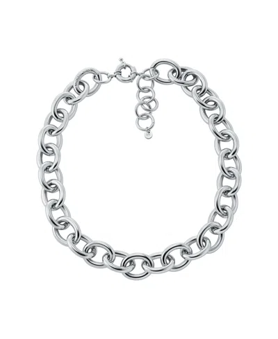 Michael Kors Platinum-plated Brass Statement Chain Necklace In Silver