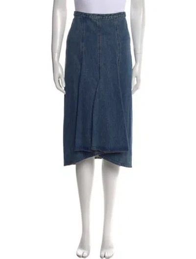 Pre-owned Michael Kors Pleated Accents Midi Length Skirt In Blue