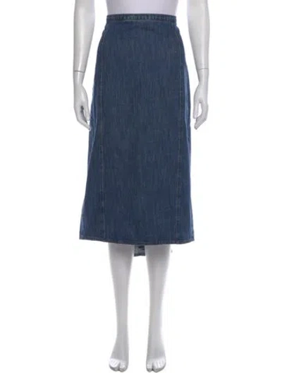 Pre-owned Michael Kors Pleated Accents Midi Length Skirt In Blue