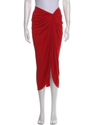 Pre-owned Michael Kors Pleated Accents Midi Length Skirt In Red