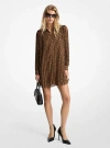 Michael Kors Pleated Cheetah Print Georgette Dress In Brown