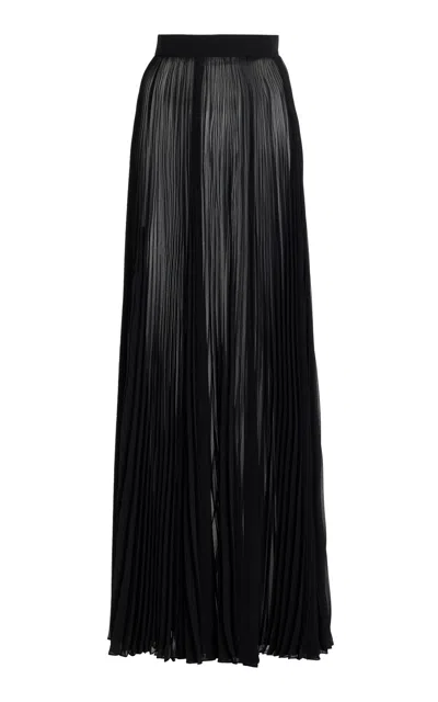Shop Michael Kors Pleated Chiffon Maxi Skirt In Black