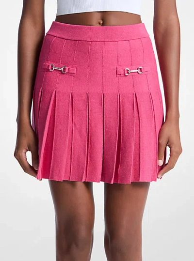 Michael Kors Pleated Cotton Blend Mini Skirt In Pink