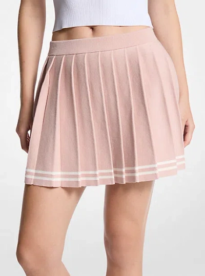 Michael Kors Pleated Cotton Blend Skirt In Pink