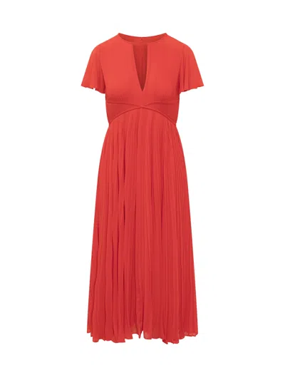 Michael Kors Pleated Dress In Sea Coral