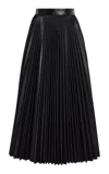 Michael Kors Pleated Faux-leather Midi Skirt In Black
