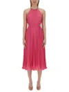 Michael Kors Pleated Georgette Dress With Cut-out Details In Pink