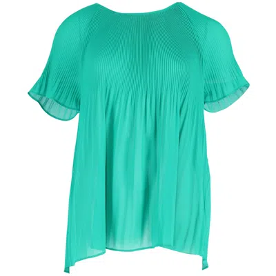 Michael Kors Pleated Georgette Top In Green Polyester