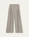 Michael Kors Pleated Houndstooth Wide-leg Slouch Trousers In Gray