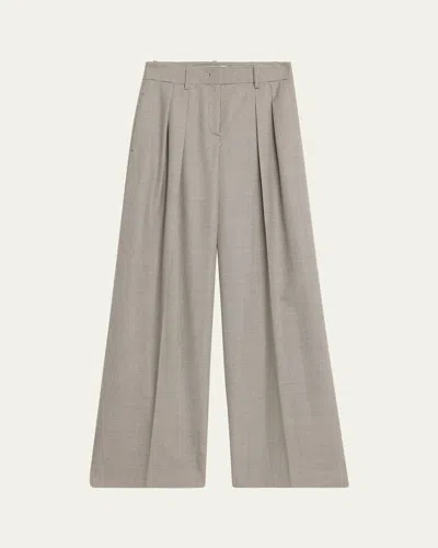 Michael Kors Pleated Houndstooth Wide-leg Slouch Trousers In Gray