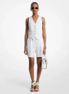 Michael Kors Pleated Linen And Cotton Shorts In White