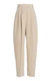Michael Kors Pleated Linen Serge Straight-leg Pants In Neutral