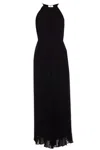 Michael Kors Pleated Maxi Dress With High Neckline In Black