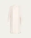 Michael Kors Pleated Placket Silk Georgette Midi Shirtdress In Multi