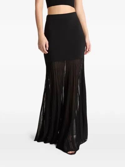 Michael Kors Pleated Ribbed Skirt In Black