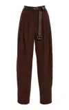 Michael Kors Pleated Sand Washed Linen Suiting Barrel Pants In Brown