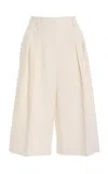Michael Kors Pleated Sand Washed-linen Suiting Knee-length Shorts In Neutral