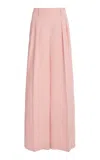 Michael Kors Pleated Sand Washed Linen Suiting Wide-leg Pants In Pink