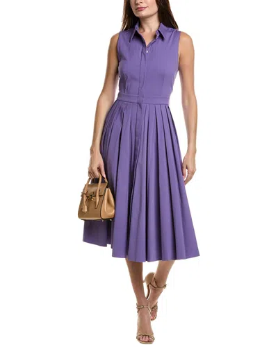 Michael Kors Pleated Shirtdress In Purple