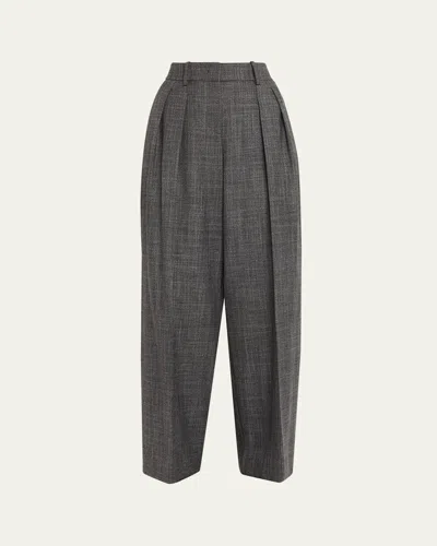 Michael Kors Pleated Slouch Wide-leg Trousers In Gray