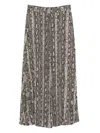 Michael Kors Snake Print Pleated Crepe Skirt With Elastic Waistband