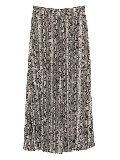 MICHAEL KORS PLEATED SNAKESKIN-PRINT SKIRT