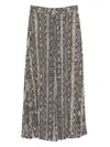 Michael Kors Snake Print Pleated Crepe Skirt With Elastic Waistband In Black