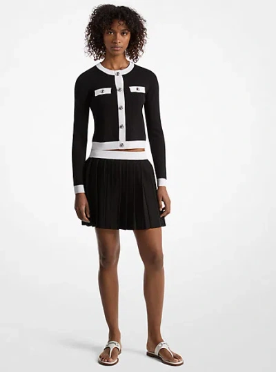 Michael Kors Pleated Stretch Knit Skirt In Black