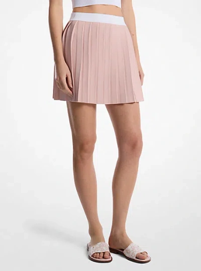Michael Kors Pleated Stretch Knit Skirt In Pink