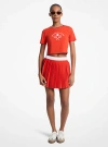 Michael Kors Pleated Stretch Knit Skirt In Red