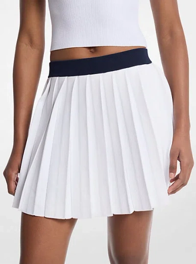 Michael Kors Pleated Stretch Knit Skirt In White