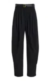 Michael Kors Pleated Stretch Tissue Wool Crepe Barrel Pants In Black