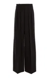 Michael Kors Pleated Stretch-wool Wide-leg Pants In Brown