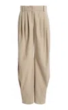 Michael Kors Pleated Suede Barrel Pants In Neutral