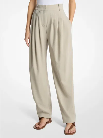Michael Kors Pleated Tissue Wool Crepe Barrel Trousers In Natural In Gray