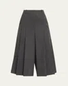 Michael Kors Pleated Twill Wide-leg Culotte Pants In Gray
