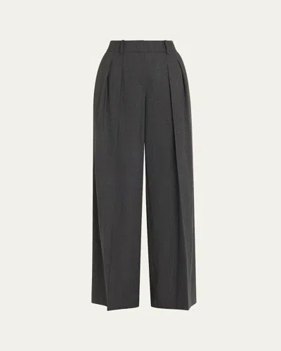 Michael Kors Pleated Wide-leg Slouch Trousers In Black