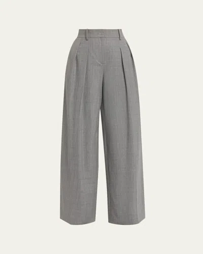 Michael Kors Pleated Wide-leg Slouch Trousers In Gray