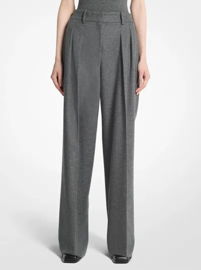 Michael Kors Pleated Wool Flannel Slouch Trousers In Grey